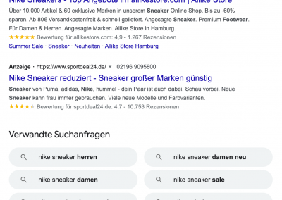 Die Google SERPS mit einem Ausschnitt von Ads Anzeigen