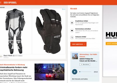 Screenshot einer Website auf der Google Display Remarketing Anzeigen ausgespielt werden