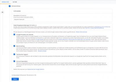 Erstellung eines Google Analytics Konto