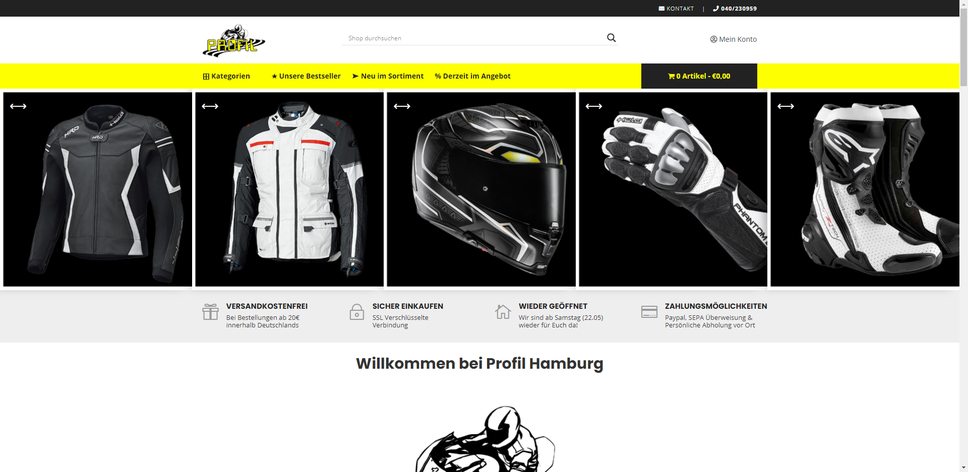 Motorrad Bekleidung und Helme Onlineshop aus Hamburg
