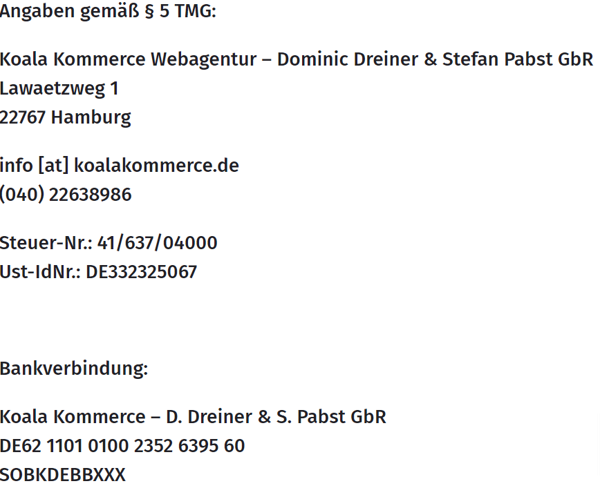 Impressum-Koala-Kommerce-Webagentur-GbR